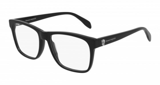 Alexander McQueen AM0282O Eyeglasses, 001 - BLACK with TRANSPARENT lenses