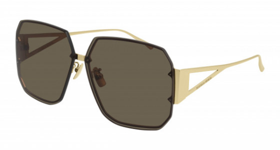 Bottega Veneta BV1085SA Sunglasses, 002 - GOLD with BROWN lenses