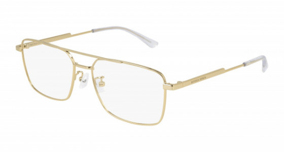 Bottega Veneta BV1072O Eyeglasses, 002 - GOLD with TRANSPARENT lenses