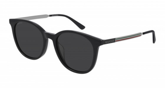 Gucci GG0830SK Sunglasses, 001 - BLACK with GUNMETAL temples and GREY lenses