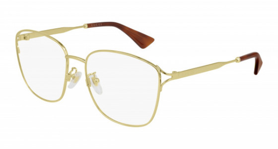 Gucci GG0819OA Eyeglasses, 001 - GOLD with TRANSPARENT lenses