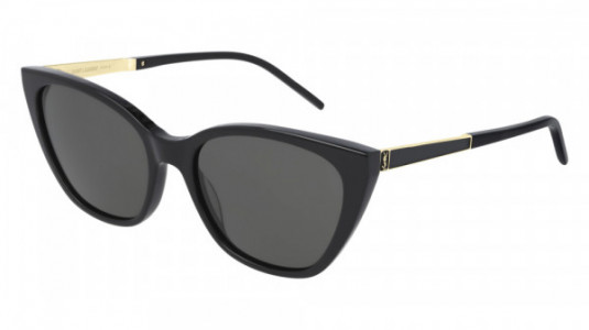 Saint Laurent SL M69 Sunglasses, 004 - BLACK with GOLD temples and GREY lenses