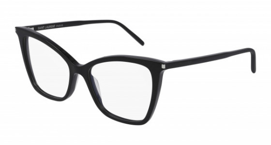 Saint Laurent SL 386 Eyeglasses, 001 - BLACK with TRANSPARENT lenses
