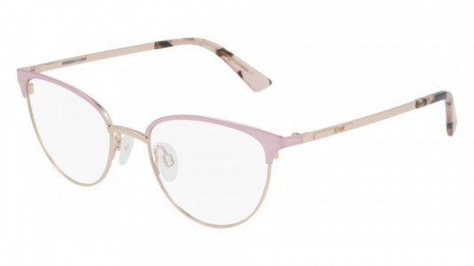 McQ MQ0293OP Eyeglasses, 002 - PINK with GOLD temples and TRANSPARENT lenses
