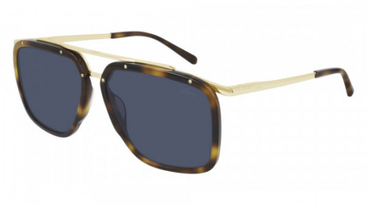 Brioni BR0083S Sunglasses, 003 - HAVANA with GOLD temples and BLUE lenses