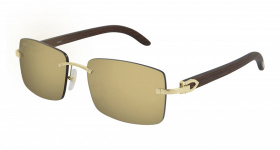 Cartier CT0012RS Sunglasses, 001 - GOLD with BROWN temples and GREY lenses