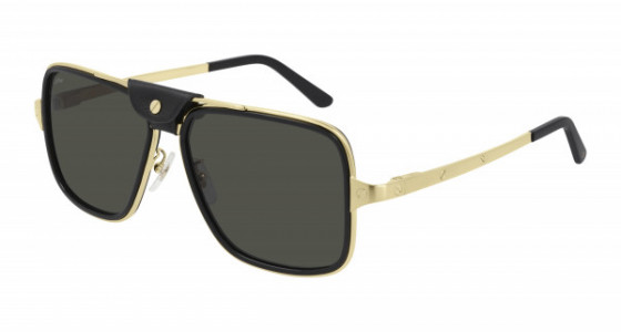 Cartier CT0263SA Sunglasses, 001 - BLACK with GOLD temples and GREY polarized lenses