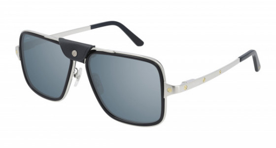 Cartier CT0263SA Sunglasses, 003 - BLUE with SILVER temples and BLUE polarized lenses