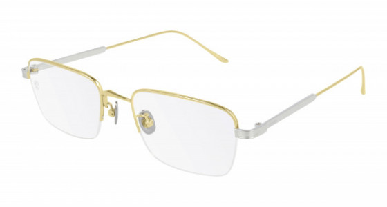 Cartier CT0262OA Eyeglasses, 001 - GOLD with SILVER temples and TRANSPARENT lenses
