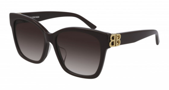 Balenciaga BB0102SA Sunglasses, 006 - VIOLET with GOLD temples and RED lenses