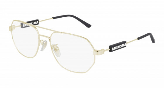 Balenciaga BB0117O Eyeglasses, 003 - GOLD with TRANSPARENT lenses