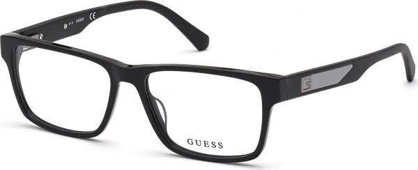 Guess GU50018 Eyeglasses, 001 - Shiny Black / Matte Black