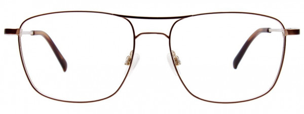 EasyClip EC579 Eyeglasses, 010 - Satin Steel Gold & Matt Brown