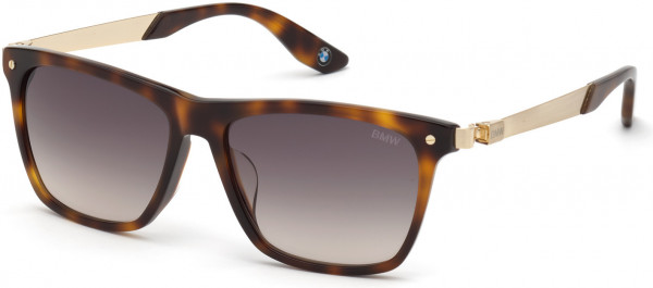 BMW Eyewear BW0002-H Sunglasses, 53B - Blonde Havana / Gradient Smoke