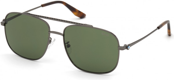BMW Eyewear BW0005 Sunglasses, 08N - Shiny Gunmetal  / Green