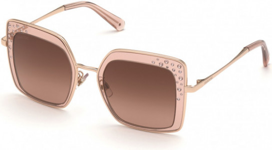 Swarovski SK0324-H Sunglasses, 72F - Shiny Pink / Gradient Brown