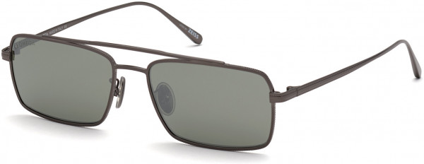 Omega OM0028-H Sunglasses, 08Q - Shiny Gunmetal / Green With Silver Mirror