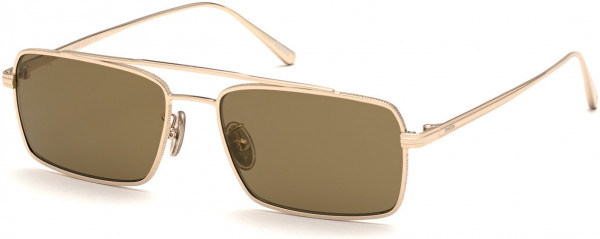 Omega OM0028-H Sunglasses, 32G - Shiny Pale Gold / Brown With Bronze Mirror