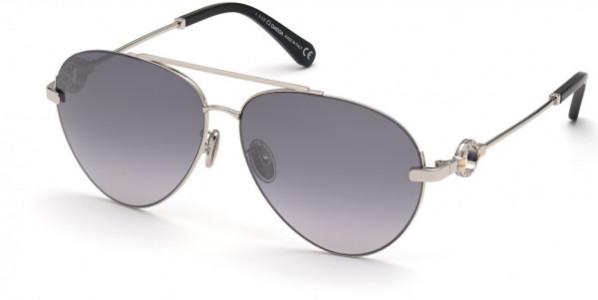 Omega OM0031-H Sunglasses, 18C - Shiny Rhodium & Deep Gold, Shiny Black / Gradient Blue W Silver Mirror