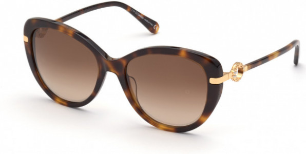 Omega OM0032 Sunglasses, 52G - Shiny Classic Havana, Shiny Deep Gold & Rhodium / Grad. Brown Mirror