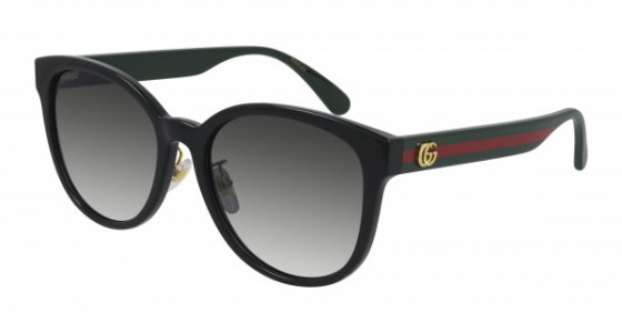 Gucci GG0854SK Sunglasses, 001 - BLACK with GREEN temples and GREY lenses