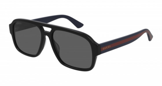 Gucci GG0925S Sunglasses, 001 - BLACK with BLUE temples and GREY lenses