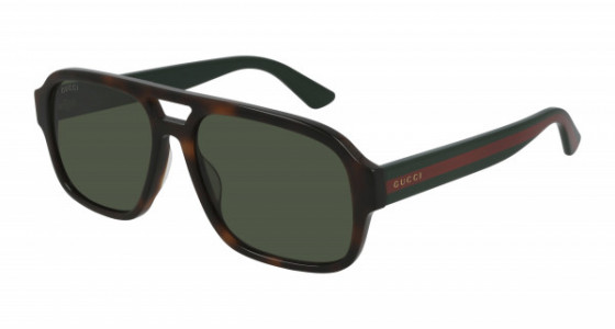 Gucci GG0925S Sunglasses, 002 - HAVANA with GREEN temples and GREEN lenses