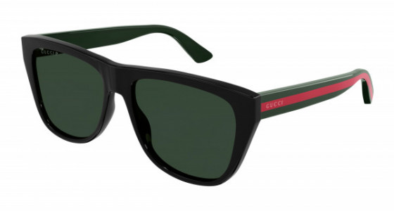 Gucci GG0926S Sunglasses, 006 - BLACK with GREEN temples and GREEN polarized lenses