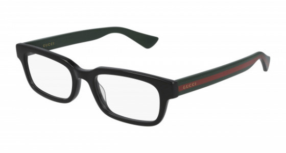 Gucci GG0928O Eyeglasses, 005 - BLACK with GREEN temples and TRANSPARENT lenses