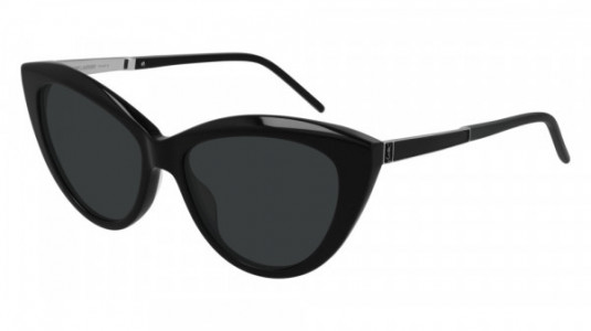 Saint Laurent SL M81 Sunglasses, 001 - BLACK with SILVER temples and BLACK lenses