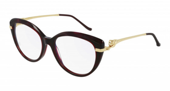 Cartier CT0283O Eyeglasses, 003 - HAVANA with GOLD temples and TRANSPARENT lenses