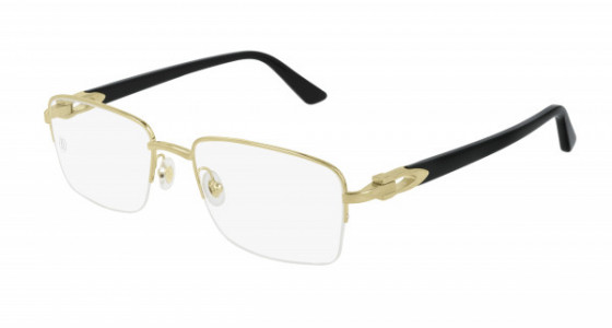 Cartier CT0288O Eyeglasses, 005 - GOLD with BLACK temples and TRANSPARENT lenses