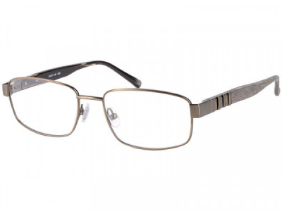 Amadeus A967 Eyeglasses, Brushed Gold with Brown Wood Grain Temple