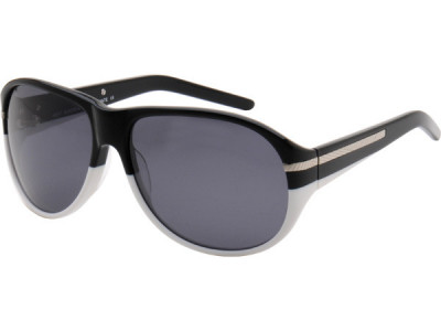Heat HS0219 Sunglasses, Black / White Frame With Dark Gray Polarized Lens