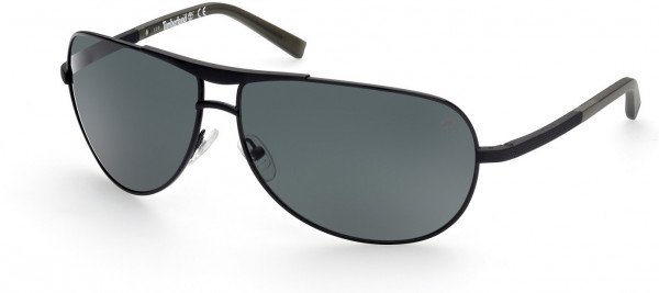 Timberland TB9259 Sunglasses, 01R - Shiny Black Front W/ Satin Black Temples W/ Green Tips / Green Lenses