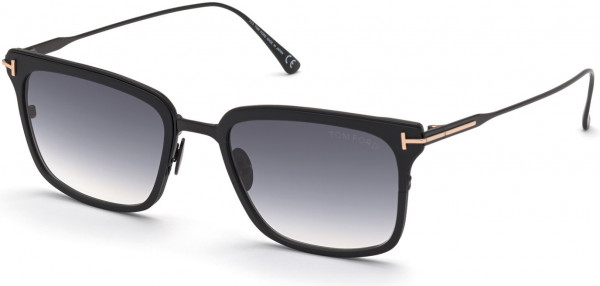 Tom Ford FT0831 Hayden Sunglasses, 02B - Matte Black Front W. Shiny Black Metal / Gradient Smoke Lenses