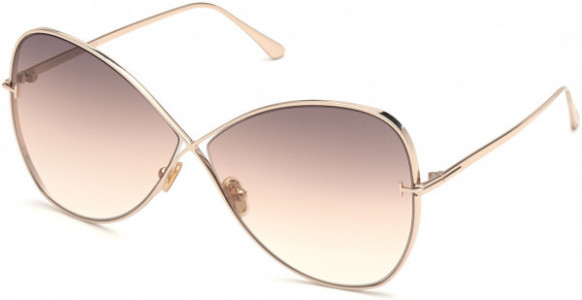 Tom Ford FT0842 Nickie Sunglasses, 28F - Shiny Rose Gold / Gradient Brown To Light Brown To Sand Lenses
