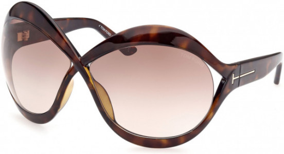 Tom Ford FT0902 Carine-02 Sunglasses, 52F - Shiny Classic Dark Havana / Gradient Brown Lenses
