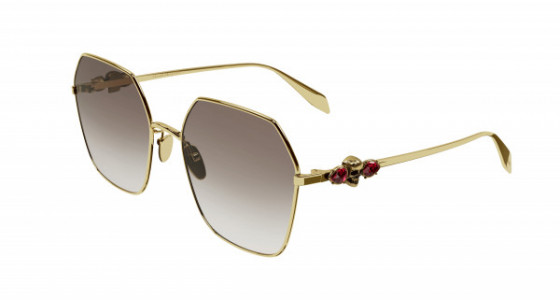 Alexander McQueen AM0325S Sunglasses, 002 - GOLD with BROWN lenses