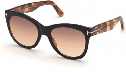 Tom Ford FT0870 Wallace Sunglasses, 05F - Shiny Black & Antique Pink Havana / Gradient Brown Lenses