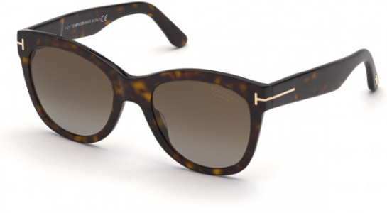 Tom Ford FT0870-F Wallace Sunglasses, 52H - Shiny Classic Dark Havana / Polarized Brown Lenses