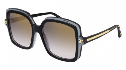 Cartier CT0196S Sunglasses, 001 - BLACK with GREY lenses