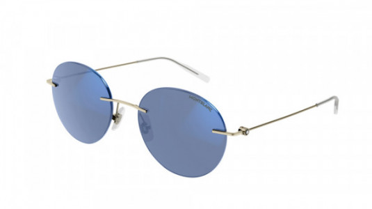 Montblanc MB0073S Sunglasses, 005 - GOLD with LIGHT BLUE lenses