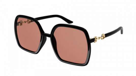 Gucci GG0890SA Sunglasses, 002 - BLACK with ORANGE lenses