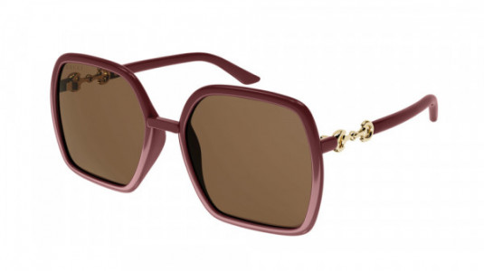 Gucci GG0890SA Sunglasses, 004 - BURGUNDY with BROWN lenses