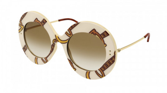 Gucci GG0894S Sunglasses, 003 - IVORY with GOLD temples and BROWN lenses