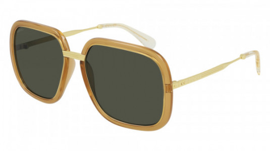 Gucci GG0905S Sunglasses, 003 - YELLOW with GOLD temples and GREEN lenses
