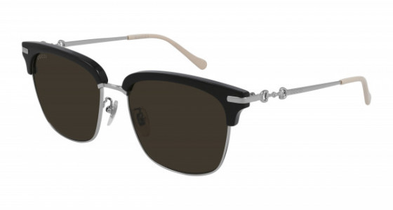 Gucci GG0918S Sunglasses, 001 - BLACK with SILVER temples and BROWN lenses