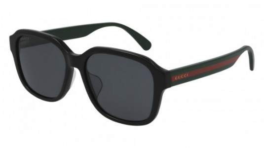 Gucci GG0929SA Sunglasses, 001 - BLACK with GREEN temples and GREY lenses