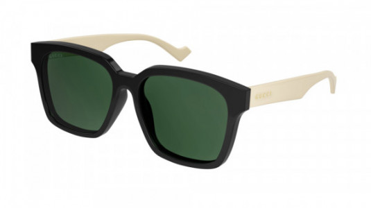 Gucci GG0965SA Sunglasses, 002 - BLACK with WHITE temples and GREEN lenses
